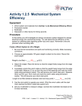Activity 1.2.5 Mechanical System Efficiency Equipment