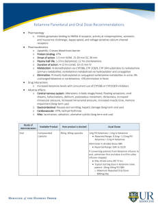 Ketamine Parenteral and Oral Dose Recommendations