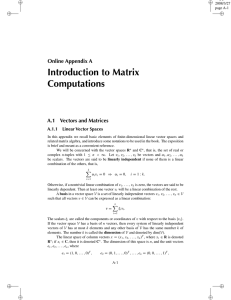 Online Appendix A: Introduction to Matrix Computations
