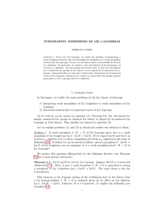 INTEGRATING MORPHISMS OF LIE 2-ALGEBRAS 1. Introduction In