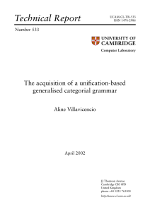 The acquisition of a unification-based generalised categorial grammar
