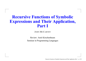 Recursive Functions of Symbolic Expressions and Their Application