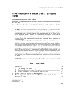 Phytoremediation of Metals Using Transgenic Plants