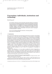 Uncertainty: individuals, institutions and technology