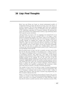 20 Lisp: Final Thoughts