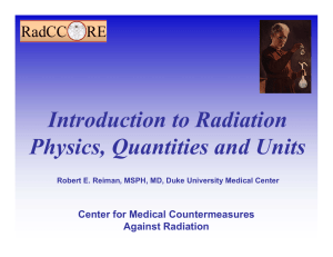 Introduction to Radiation Physics, Quantities and Units