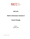 MAT 161 Math for Elementary Teachers II