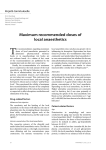 Maximum recommended doses of local anaesthetics