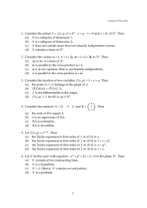 1. Consider the subset S {x, y, z ∈ R3 : x y − 1 0 and z 0} of R 3