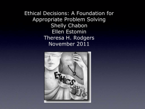 Ethical Decisions: A Foundation for Appropriate Problem