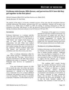 HISTORY OF MEDICINE Erythema infectiosum, fifth disease, and