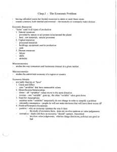 Chap. 1 - The Economic Problem involves value judgements