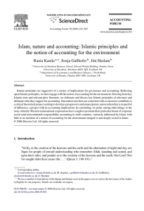 Islam, nature and accounting: Islamic principles and the notion of
