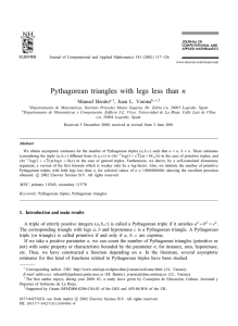 Pythagorean triangles with legs less than n