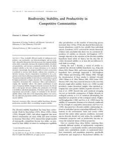 Biodiversity, Stability, and Productivity in Competitive Communities