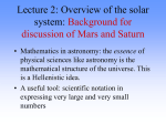 Lecture 2: Overview of the solar system