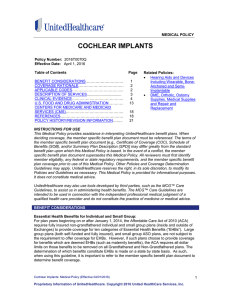 Cochlear Implants - UnitedHealthcareOnline.com