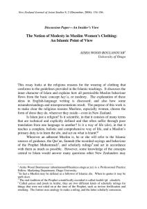 The Notion of Modesty in Muslim Women`s Clothing