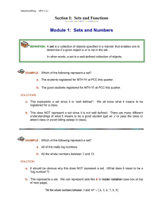 Module 2: Sets and Numbers