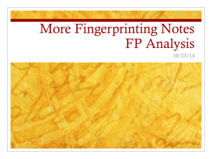 More Fingerprinting Notes FP Analysis