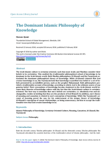 The Dominant Islamic Philosophy of Knowledge