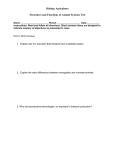 Animal Systems Test -- Please Answer on a separate page