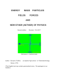 energy mass particles fields forces and new ether (aether) of physics