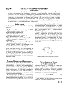 Exp 04 The d`Arsonval Galvanometer