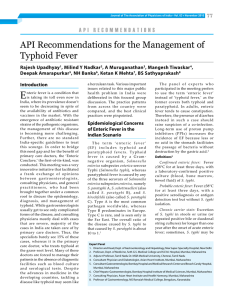 API Recommendations for the Management of Typhoid Fever