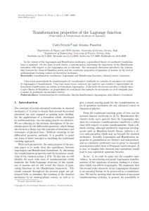 Transformation properties of the Lagrange function