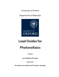 Lead Oxides for Photovoltaics - Solar Energy Materials