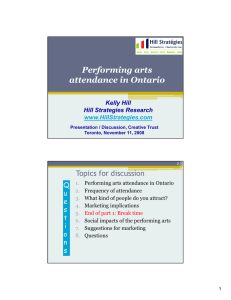 Performing arts Performing arts attendance in Ontario