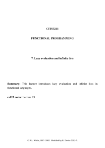 CITS3211 FUNCTIONAL PROGRAMMING 7. Lazy evaluation and