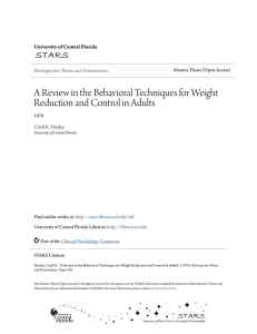 A Review in the Behavioral Techniques for Weight