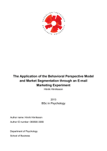 The Application of the Behavioral Perspective Model