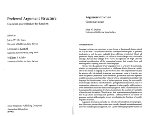 Argument Structure: Grammar in Use - UCSB Linguistics