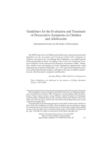 Guidelines for the Evaluation and Treatment of Dissociative