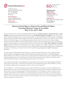 Houston Grand Opera to Present Second Mariachi Opera Featuring