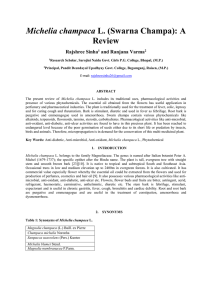 Michelia champaca L. (Swarna Champa): A Review