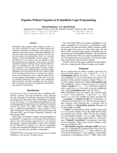 Negation Without Negation in Probabilistic Logic Programming