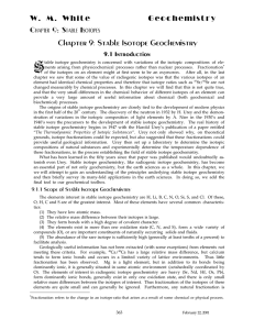 W. M. White Geochemistry Chapter 9: Stable Isotopes Chapter 9