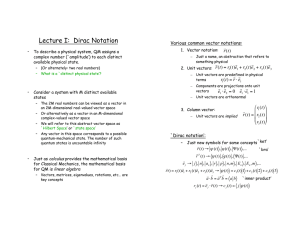 Lecture I: Dirac Notation