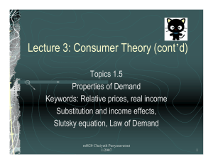 Lecture 5: Consumer Theory (cont`d)