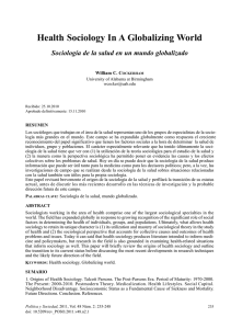 Health Sociology In a Globalizing world