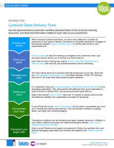 Lentiviral Gene Delivery Tools