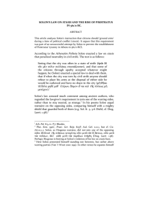 Solon`s Law on Stasis and the Rise of Pisistratus in 561/0 B