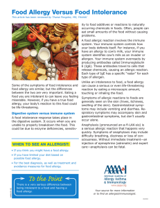 "Food Allergy Versus Food Intolerance"