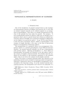 TOPOLOGICAL REPRESENTATIONS OF MATROIDS 1. Introduction