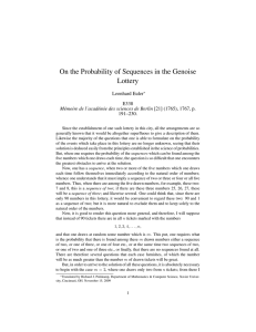 On the Probability of Sequences in the Genoise Lottery