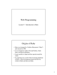 Web Programming Origins of Ruby